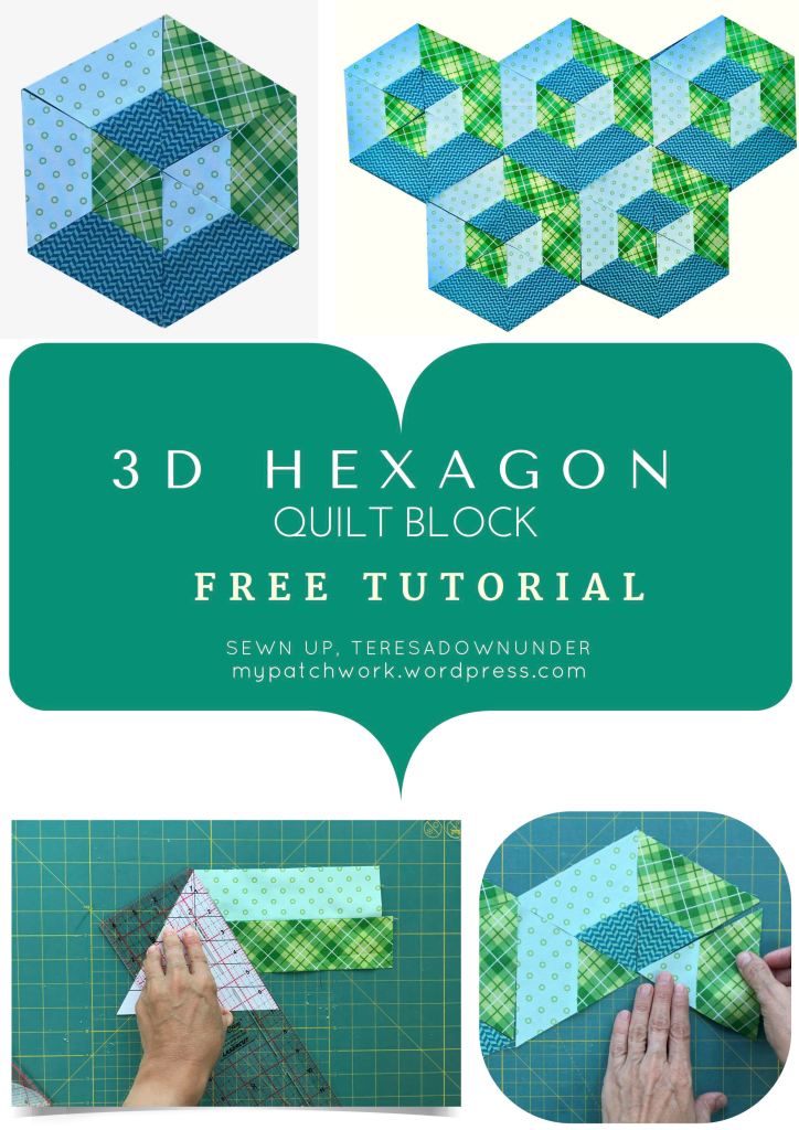 2 minute video tutorial: 3D hexagon quilt block