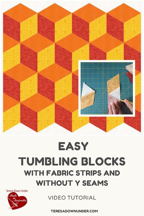 Easy tumbling blocks without Y seams - easy quilting video tutorials