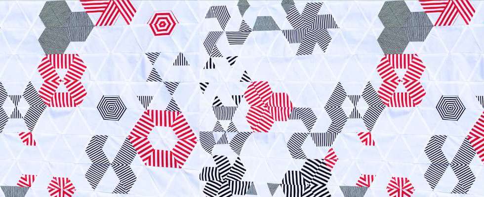 Striped hexagons quilt